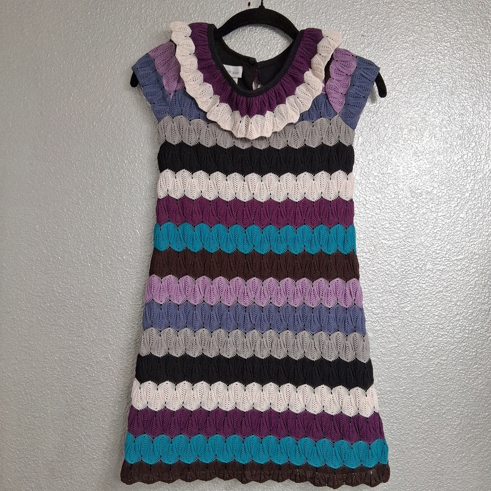 Multi-Colored Girl's Crocheted Dress     Size 10     24